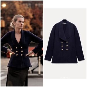 Zara Navy Blazer with Gold Buttons